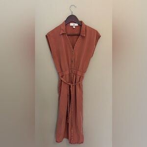 Thread & Supply Terracotta Button-Down Midi Dress